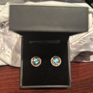 Blue Topaz earrings with diamond surround